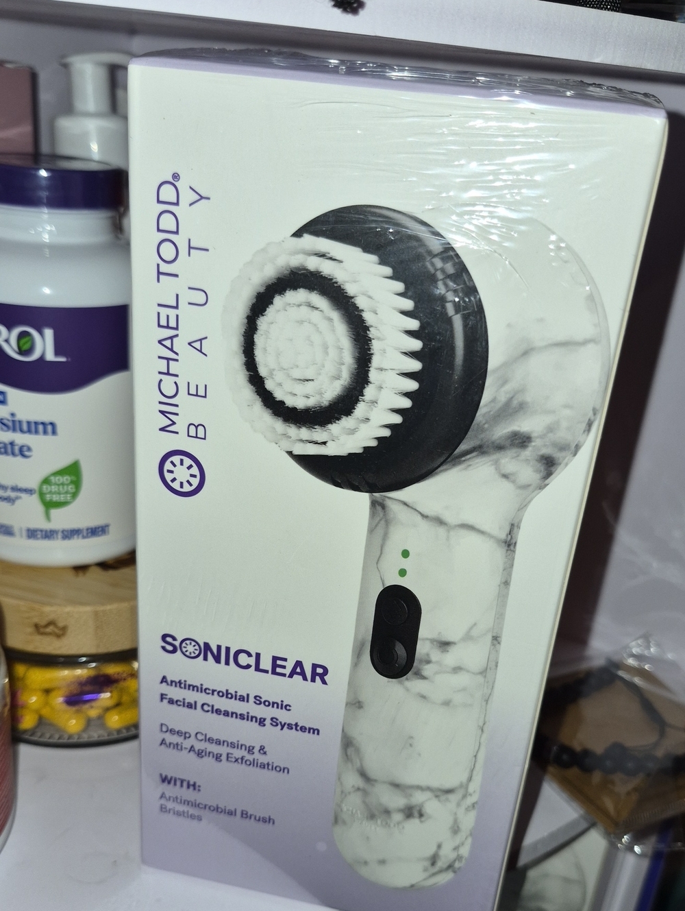 Michael Todd Beauty SonicClear Facial Cleansing Brush - White Marble New